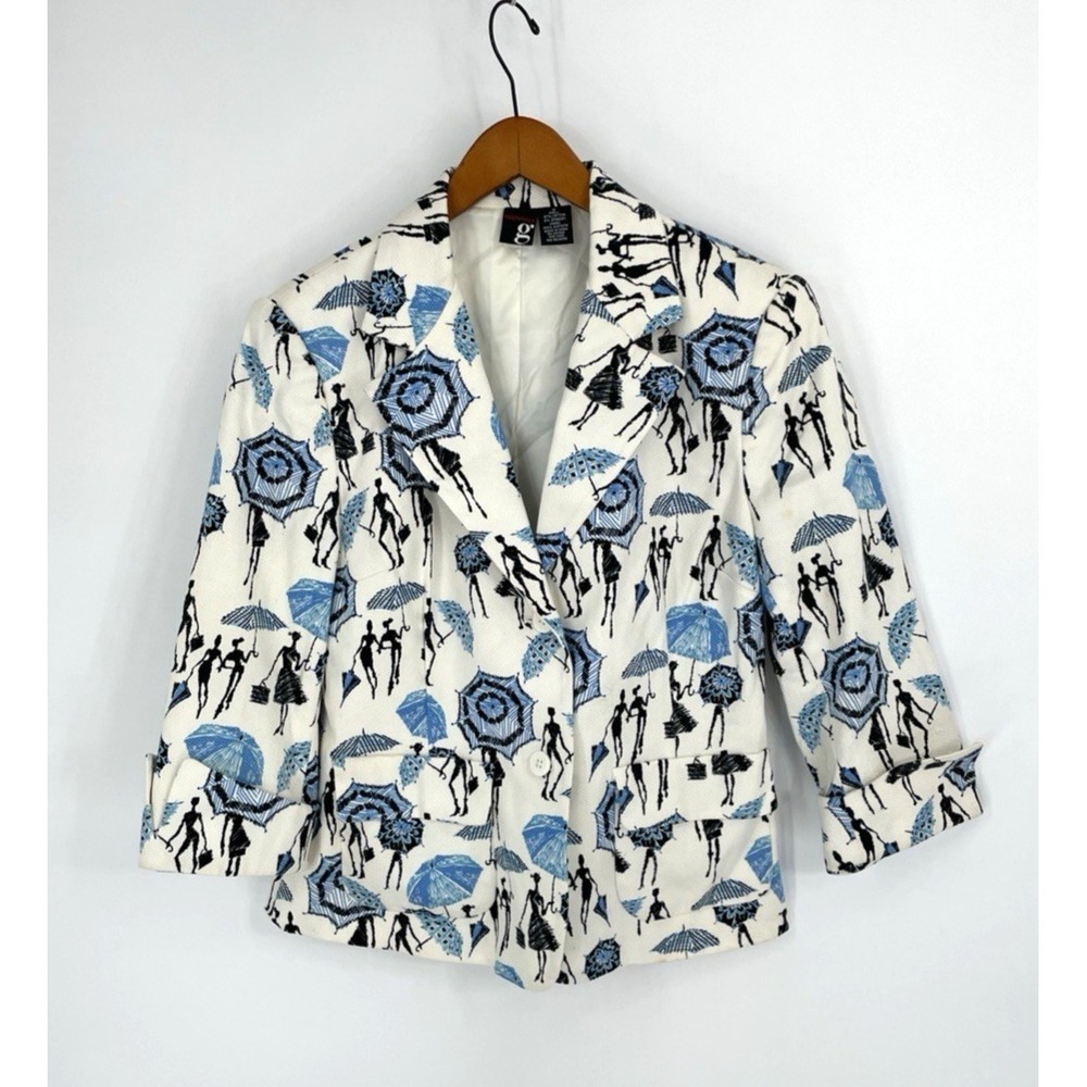 Essentials G Womens Size‎ 8  Blazer Two Button Ladies with Umbrellas